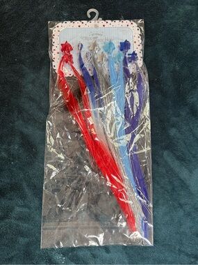 Party Star Hair Tinsel Mix - Red, Blue, Light Blue, Purple, Silver